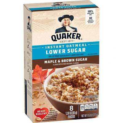 Quaker Low Sugar Instant Oatmeal Maple Brown Sugar - 9.5oz/8ct