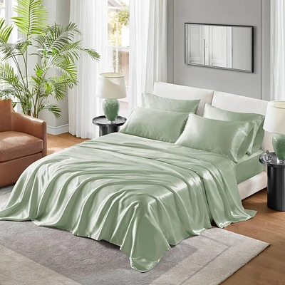 Madison Park Queen Satin Luxury Sheet Set Sage