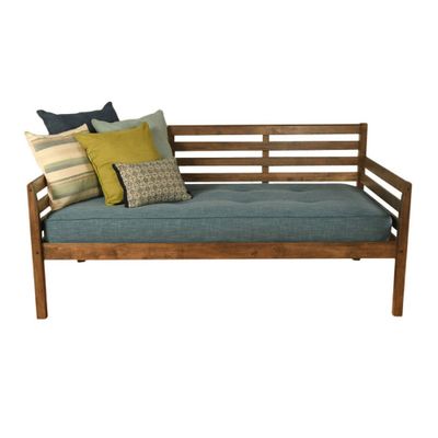 Dual Comfort Twin Yorkville Daybed Rustic Walnut Frame with  Mattress : Mid-Century Design, No Box Spring Needed