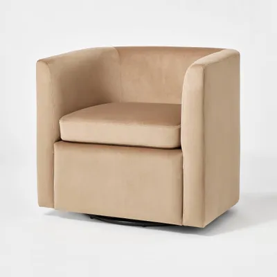 Vernon Upholstered Barrel Swivel Accent Chair - Threshold designed with Studio McGee: Polyester