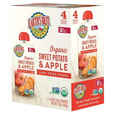 Earths Best Organic Sweet Potato & Apple Baby Food Pouch - 16oz/4pk