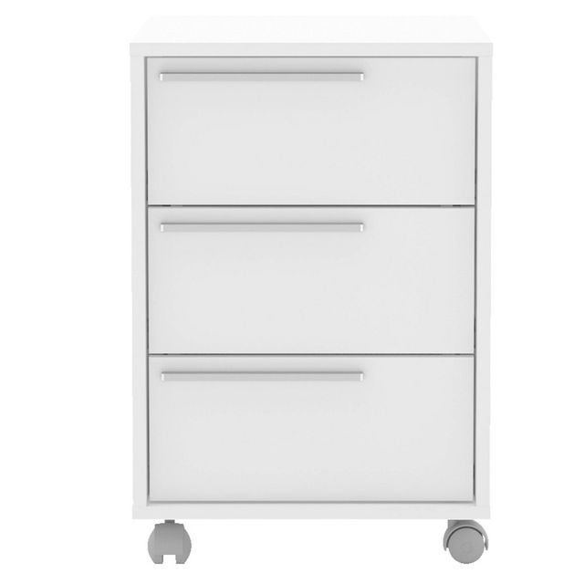 Maia 3 Drawer File Cabinet White - Polifurniture: Compact Storage, Melamine Surface, Particle Board Frame