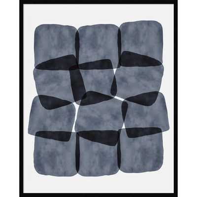 33 x 41 Navy Block Abstract by Amy Lighthall Framed Wall Art Print Black - Amanti Art: Modern Decor, Geometric Lithograph