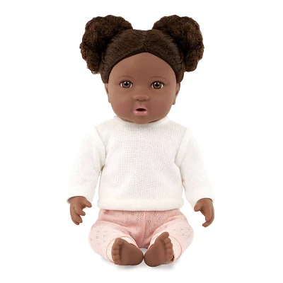 LullaBaby 14 Baby Doll with Curly Dark-Brown Hair & Brown Eyes