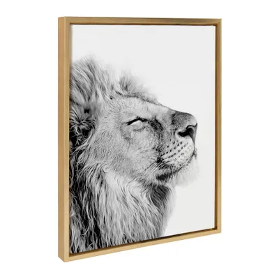 18 x 24 Sylvie Lion Self Actualizing Framed Canvas by Amy Peterson Gold - Kate & Laurel All Things Decor