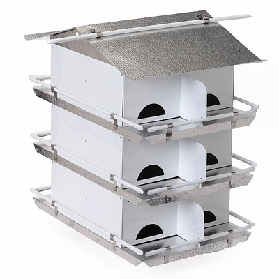 Birds Choice 20 Silver Unassembled Purple Martin House Starling Resistant 3 Floor 12 Room Bird House: Weather-Resistant Aluminum, Pole Mounted