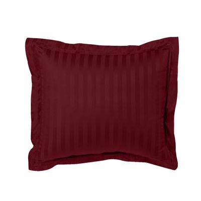 500 Thread Count Euro Damask Pillow Sham Red - Fresh Ideas: Cotton Luxury, Machine Washable, No Fill