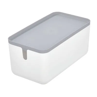 iDESIGN Cade Lidded Storage Bin : Plastic Container for Bathroom Organization, No Assembly Required