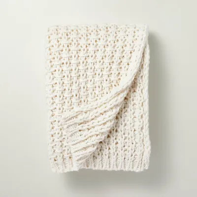 Chunky Knit Throw Blanket - Hearth & Hand with Magnolia: Acrylic, Farmhouse Style