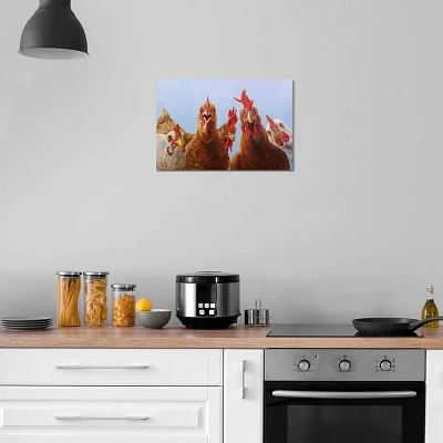 iCanvas Chicken For Dinner Blue by Lucia Heffernan Canvas Print Wall Art