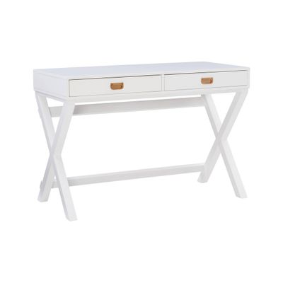 Peggy Transitional Campaign Wood Writing Desk with Drawers White - Linon