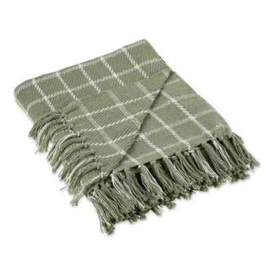 50x60 Checked Plaid Throw Blanket - Design Imports: Cotton, Woven