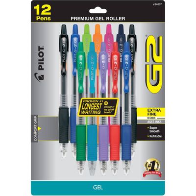 12ct G2 Gel Pens Extra Fine Point 0.5mm Assorted Inks