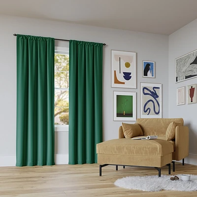 40x63 Sun Zero Blackout Rianna Rod Pocket Curtain Panel Malachite Green: Energy Efficient, Noise Reducing Drapes