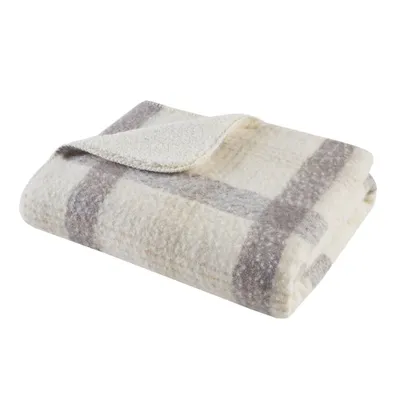 50x60 Bloomington Faux Mohair to Faux Shearling Throw Blanket Natural - Woolrich