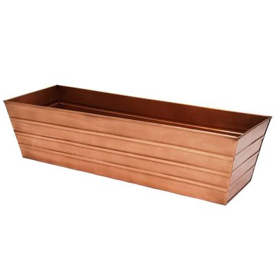 35.25 Large Galvanized Steel Flower Box Planter Copper Plated - ACHLA Designs: Urban Garden, Wall Mountable