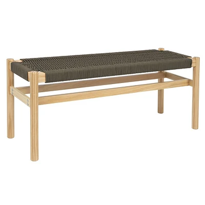 Storied Home Fernway Solid Wood and Woven Rope Entryway Bench : Pine Frame, Cotton Upholstery