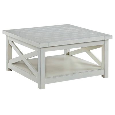 Home Styles Seaside Lodge Coffee Table - White : Hardwood Square Design, 4 Point Leg Base, 60 lbs Capacity