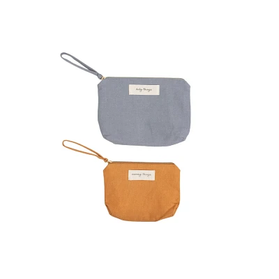 Pearhead Recycled Cotton Canvas Pouch Set - Mom Things and Baby Things - 2pc