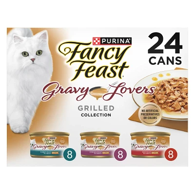 Purina Fancy Feast Gravy Lovers Chicken, Turkey & Beef Flavor Wet Cat Food Cans Variety Pack - 3oz/24ct