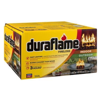 Duraflame 6pk 4.5lbs Firelogs: Solid Fuels for Fire Pit, Firewood Alternative, 28.5lbs, 8 Height, 13.125 Width