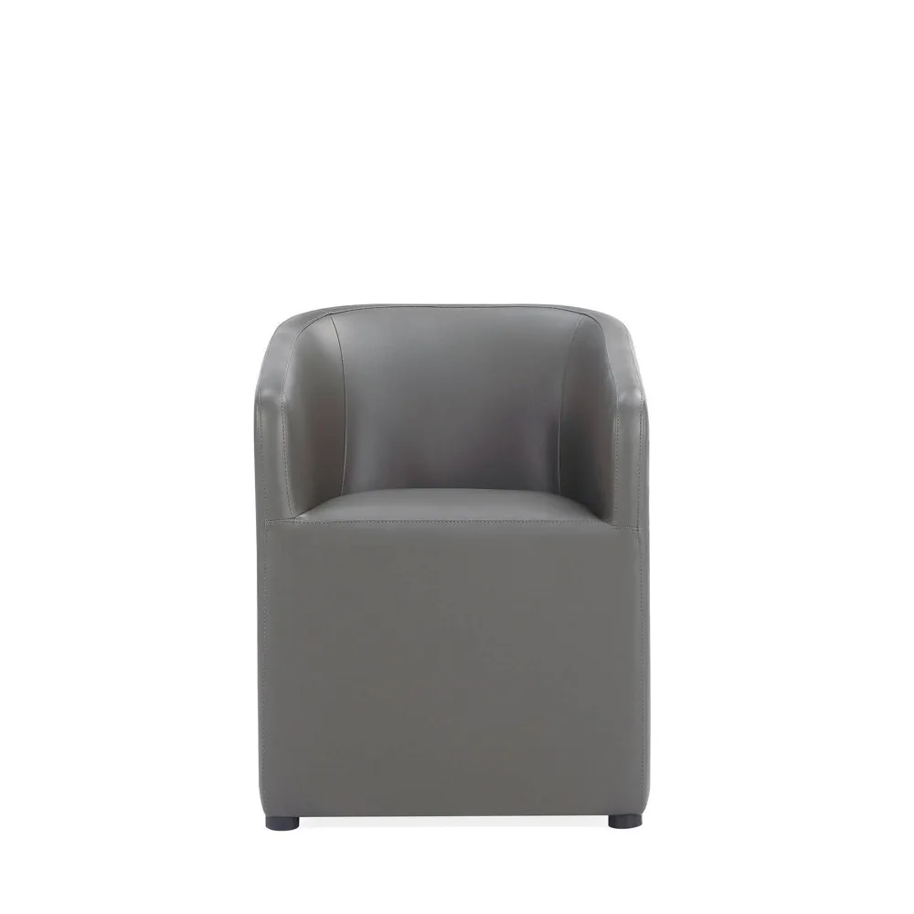 Anna Modern Round Faux Leather Dining Armchair : Upholstered, No Assembly - Manhattan Comfort