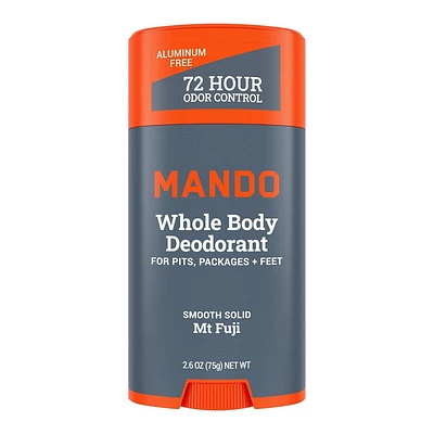 Mando Whole Body Deodorant - Mens Aluminum-Free Smooth Solid Stick Deodorant - Mt Fuji - 2.6oz