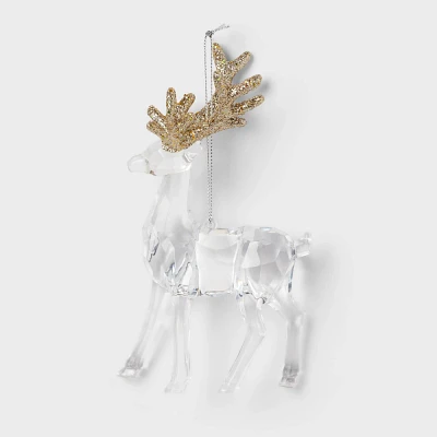 Acrylic Deer with Glittered Antlers Christmas Tree Ornament