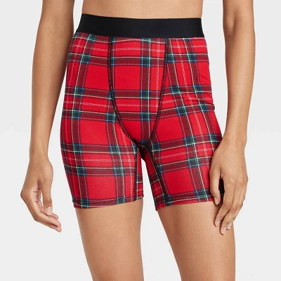 Women Plaid Print Cotton Stretch Boxer Brief