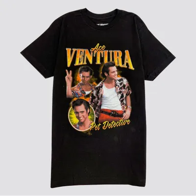 ens Ace Ventura: Pet Detective Short Sleeve Graphic T-Shirt - Black