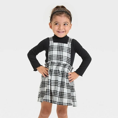 Toddler Girls Mockneck Long Sleeve Plaid Flannel Skirtall