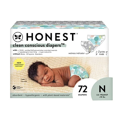 The Honest Company Clean Conscious Disposable Diapers Pandas & Above It All - Size Newborn - 72ct