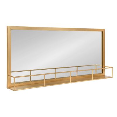 18 x 40 Jackson Metal Frame Mirror with Shelf Gold - Kate & Laurel All Things Decor: Chic Rectangle, No Assembly Required