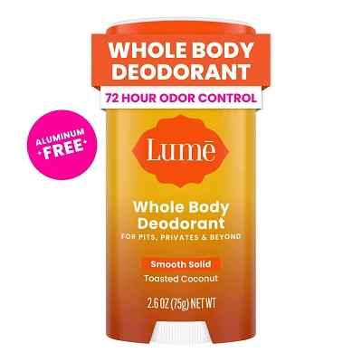 Lume Whole Body Womens Deodorant - Smooth Solid Stick - Aluminum Free - Toasted Coconut Scent - 2.6oz