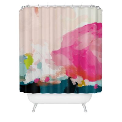 Sky Shower Curtain Pink - Deny Designs: Floral Microfiber Fabric, Machine Washable, Ring Top Hanging Style