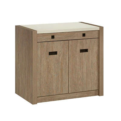 Sauder Dixon City Library Base Brushed Oak: Modern Farmhouse Style with Power Strip & USB Ports