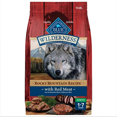 Blue Buffalo Wilderness Rocky Mountain Recipe High Protein Natural Adult Dry Dog Food Red Meat with Grain