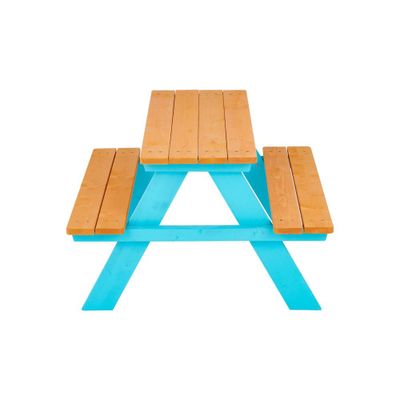 Kids Outdoor Wood Rectangle Picnic Table - Turquoise - Teamson Kids: Weather-Resistant, Hardwood, Seats 4