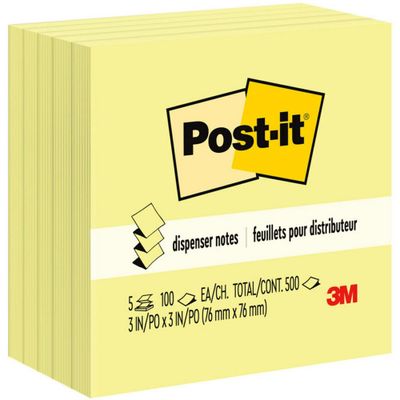 Post-it 5pk 3 x 3 Pop-up Notes 100 Sheets/Pad - Canary Yellow