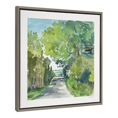 Kate & Laurel All Things Decor 22x22 The Lane and Sea Framed Canvas by Patricia Shaw Gray