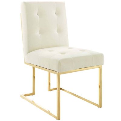 Privy Gold Stainless Steel Performance Velvet Dining Chair  - Modway