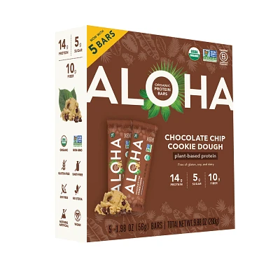 Aloha Chocolate Chip Cookie Dough Nutrition Bars - 9.88oz