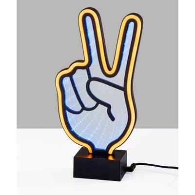 Infinity Neon Peace Sign Table/Wall Lamp Black - Adesso: Modern LED Decor, USB/Battery Powered, No Assembly Required