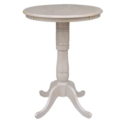 Solid Wood Round Pedestal Table Washed Gray Taupe