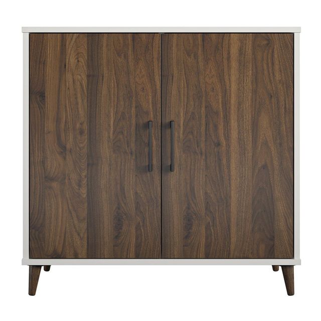 Berkhardt Accent Cabinet White - Room & Joy: Mid-Century Modern Style, 2-Door Storage