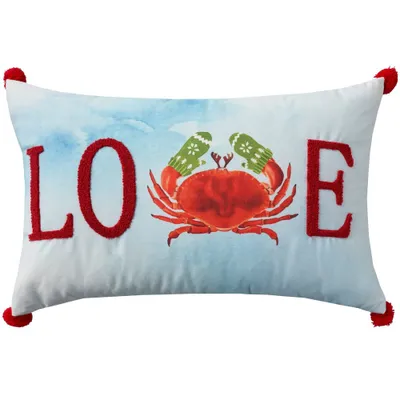 14x22 Oversize Holiday Love Crab with Mittens Indoor Square Throw Pillow - Mina Victory