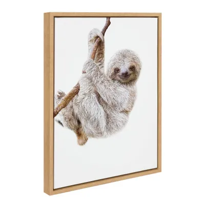 18 x 24 Sylvie Baby Sloth Hanging Around Framed Canvas by Amy Peterson : Nursery Wall Art