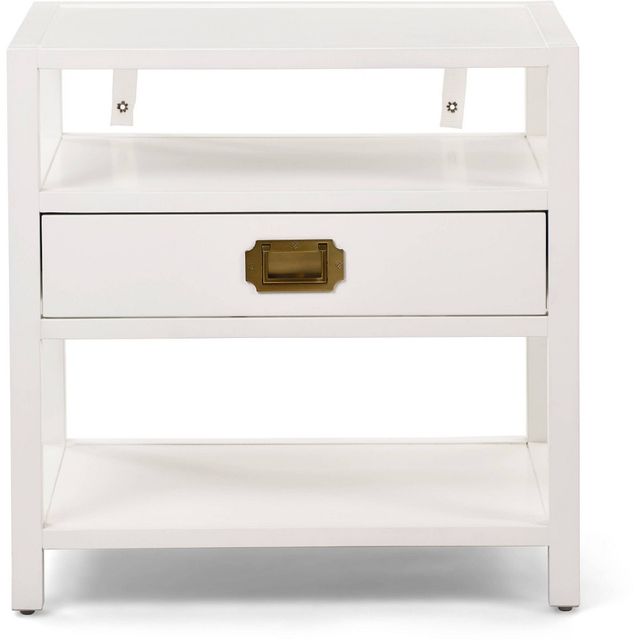 Lockwood Side Table White - Finch: Brass Accents, 3-Tier Shelves, No Assembly Required