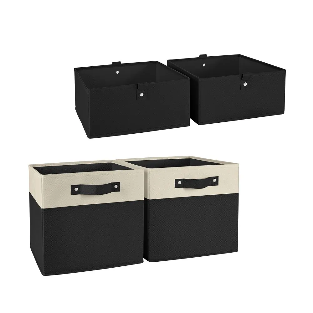 4pc Kids Folding Storage Bin Set Black - RiverRidge Home