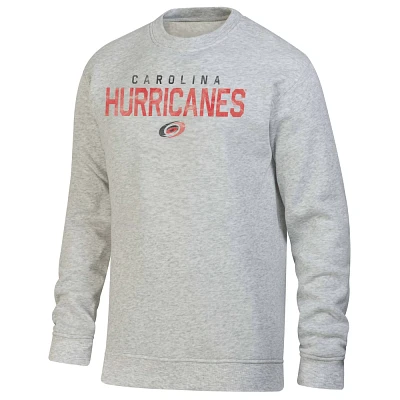 NHL Carolina Hurricanes ens Long Sleeve Ash Gray Crew Neck Fleece Hooded Sweatshirt